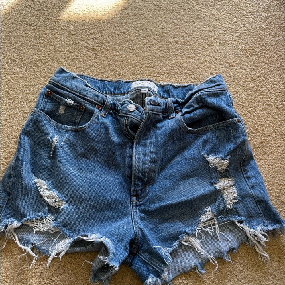 Abercrombie & Fitch Ripped Blue Jean Shorts